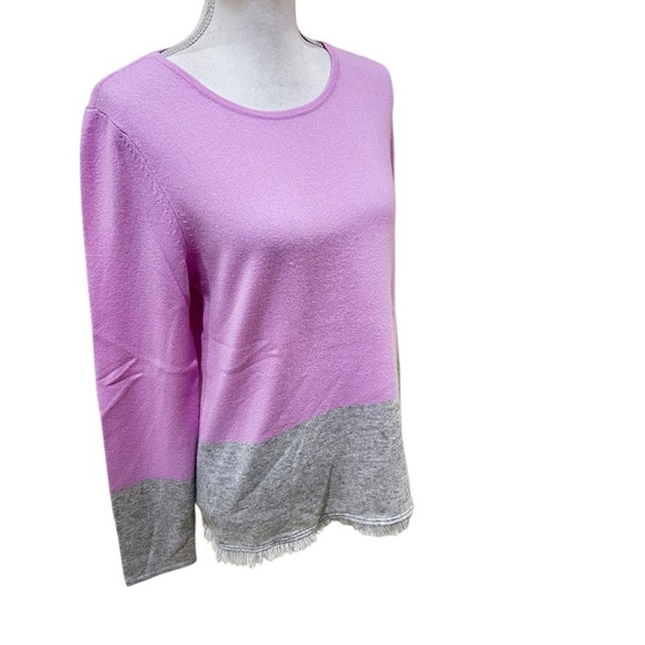 Lilly Pulitzer rica cashmere lilac Gray colorblock Crew Neck sweater medium - Picture 7 of 13